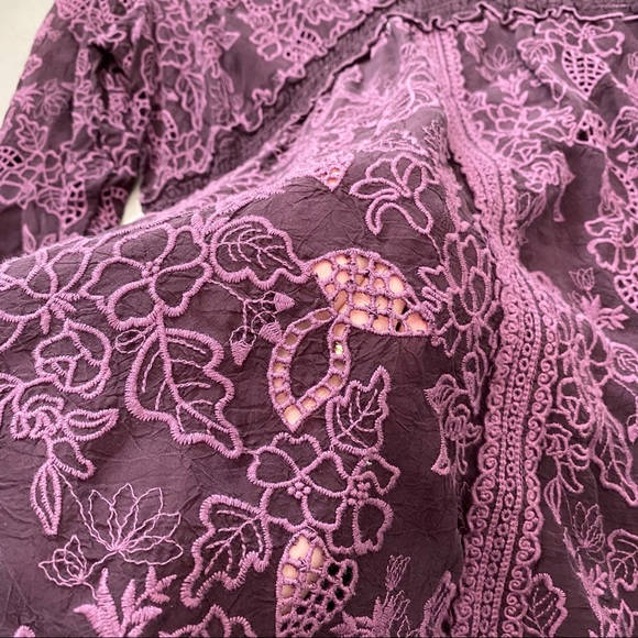 Johnny Was Vintage Cupro Eyelet Lace Mini Dress - Picture 4 of 8